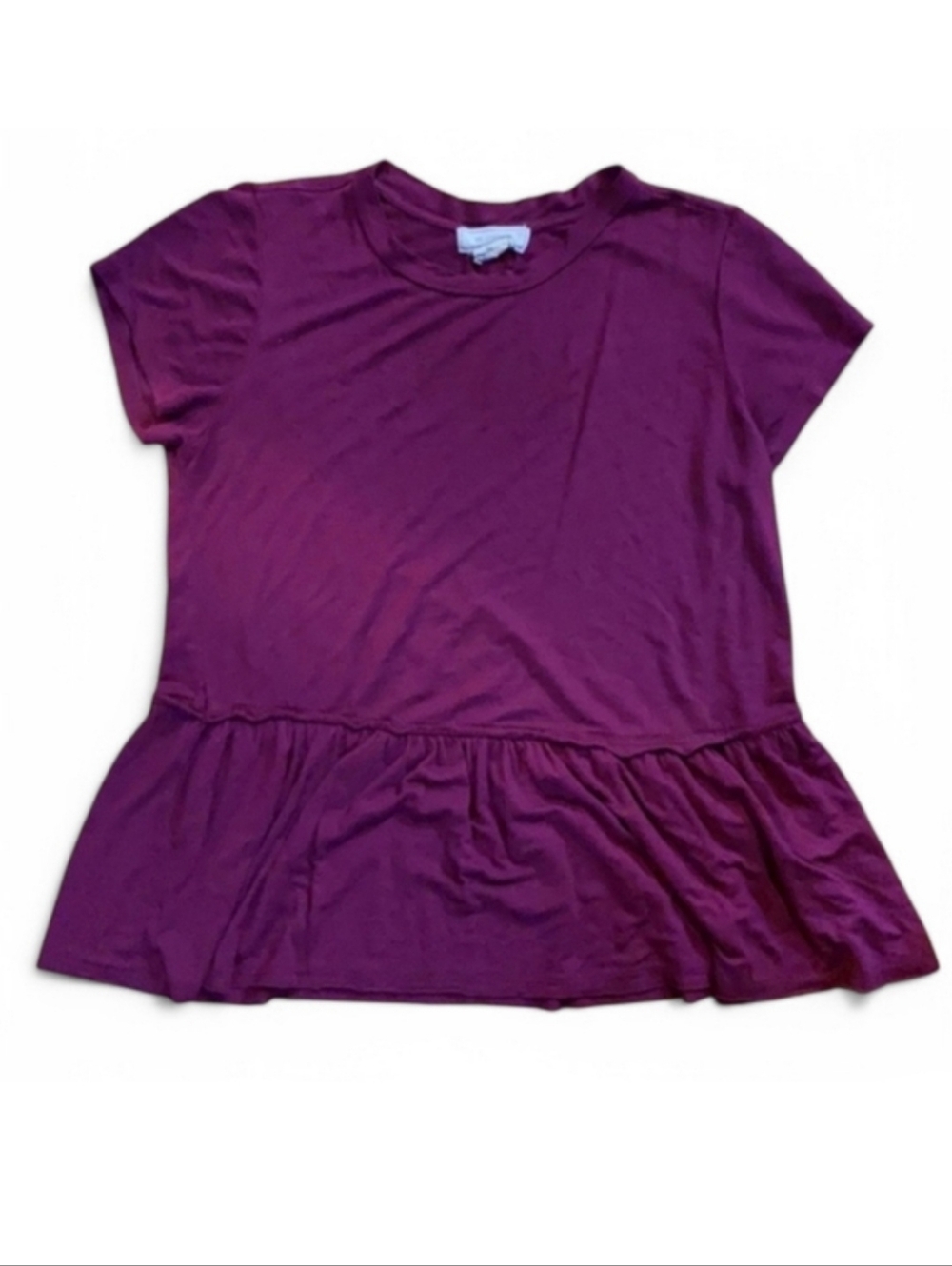 Women’s No Comment Berry Colored Peplum Top Medium